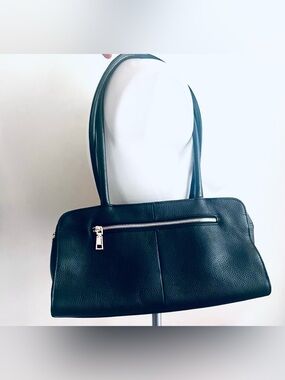 Black genuine leather shoulder bag